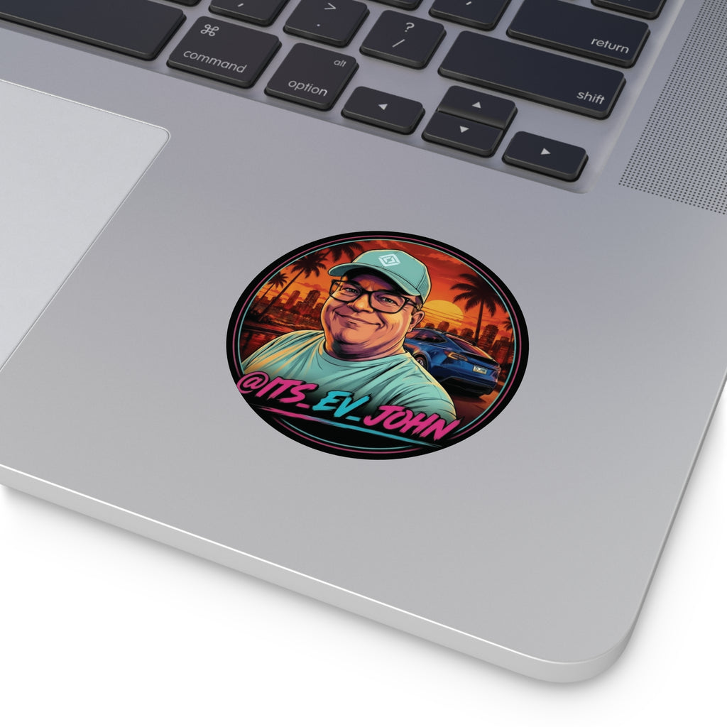 Round Vinyl Sticker — "Its_EV_John"