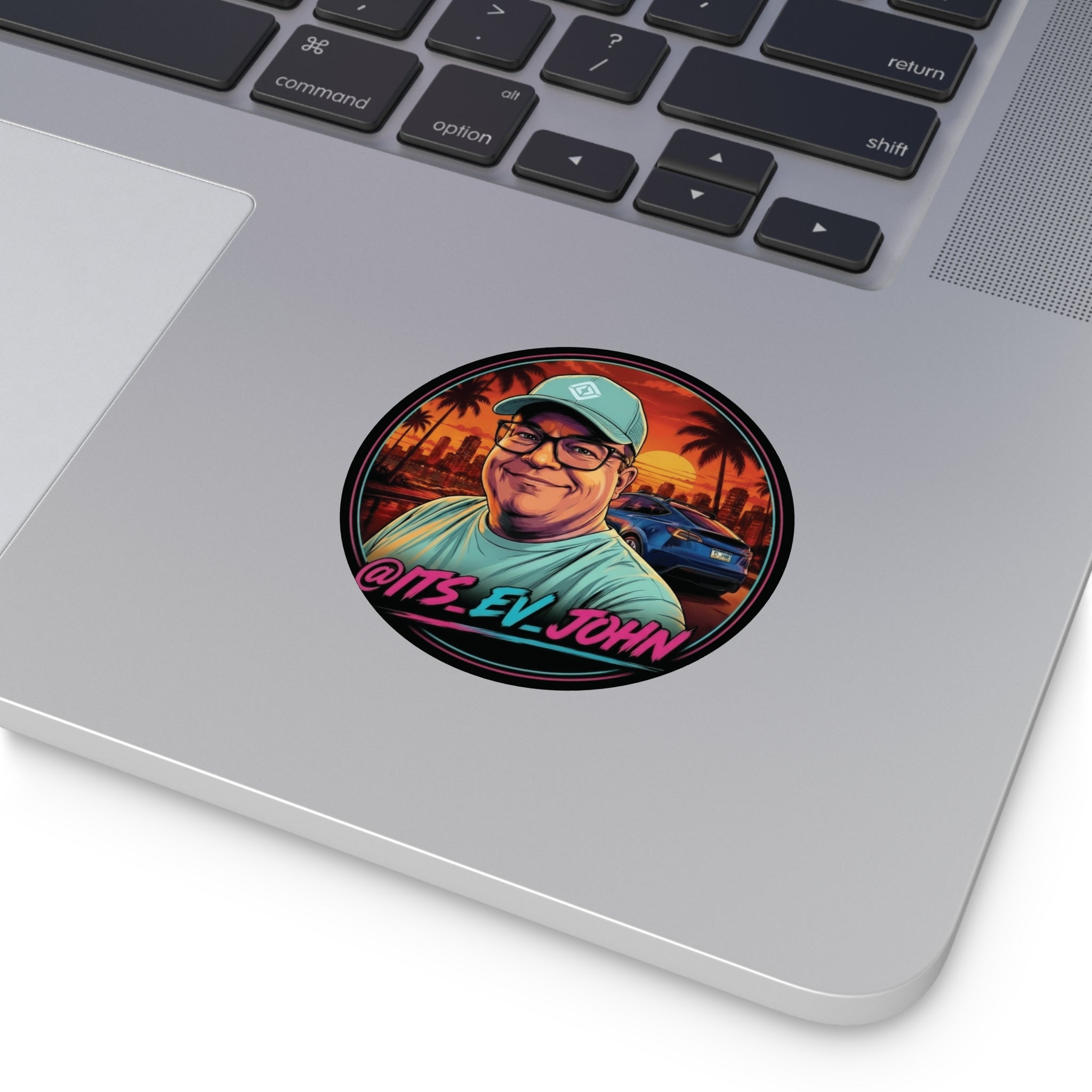 Round Vinyl Sticker — "Its_EV_John"