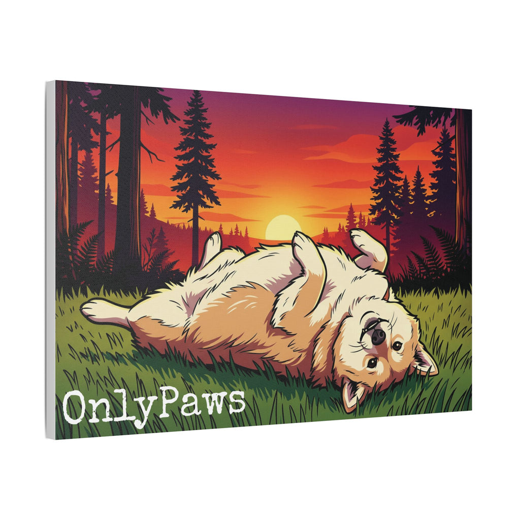 Cory the Corgi OnlyPaws Sunset Canvas Print — Stretched Satin Wall Art