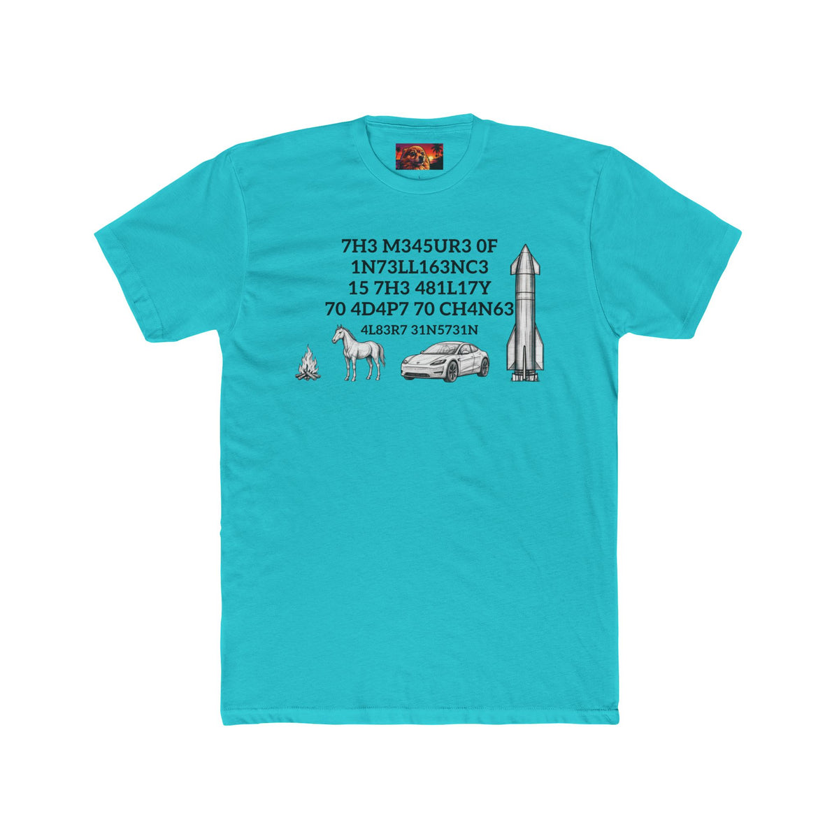 Measure of Intelligence Tee by SmokehBear, Solid Tahiti Blue lifestyle