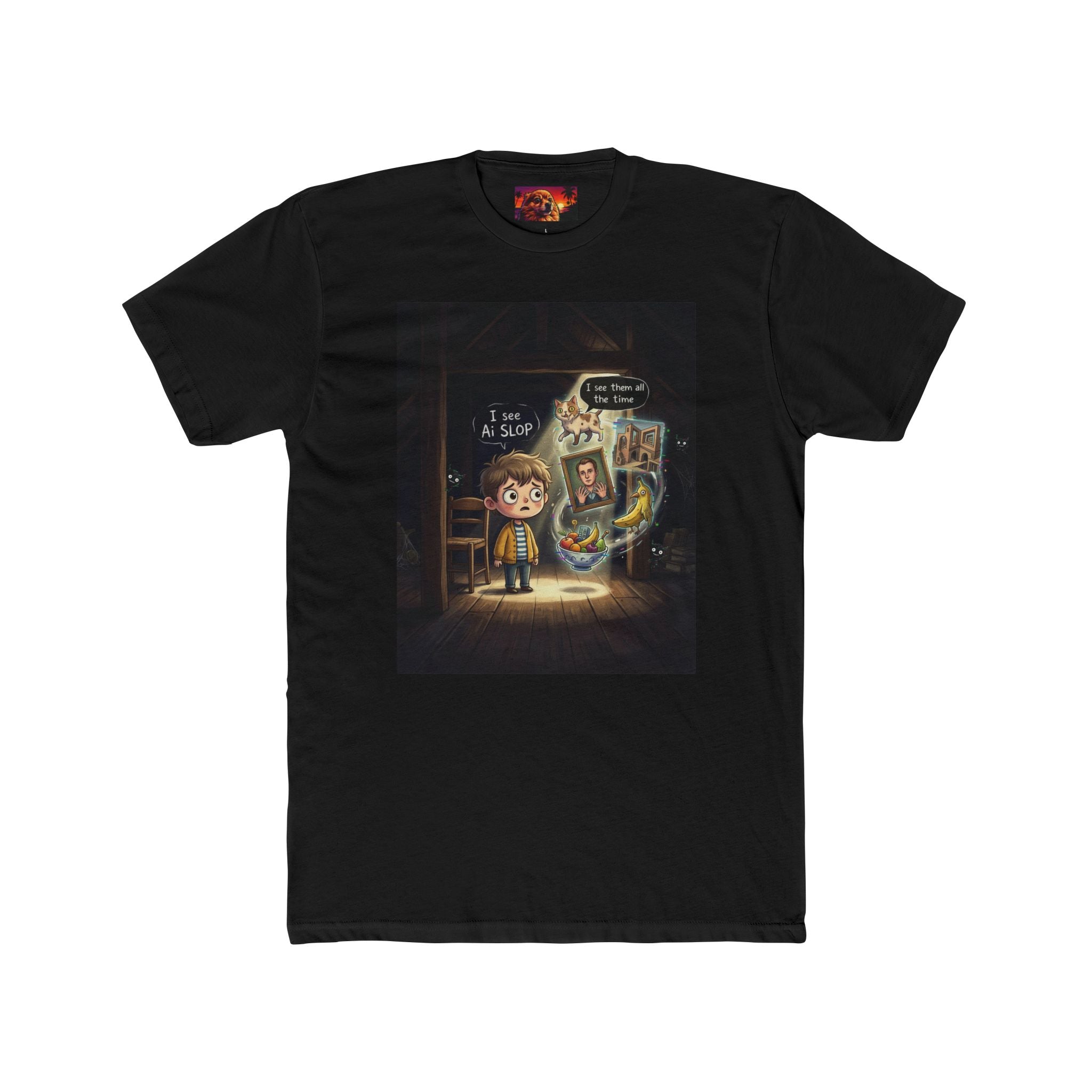 Parody AI Creator — "I See Ai Slop... I see them all the time" Cozy Graphic Crew Tee