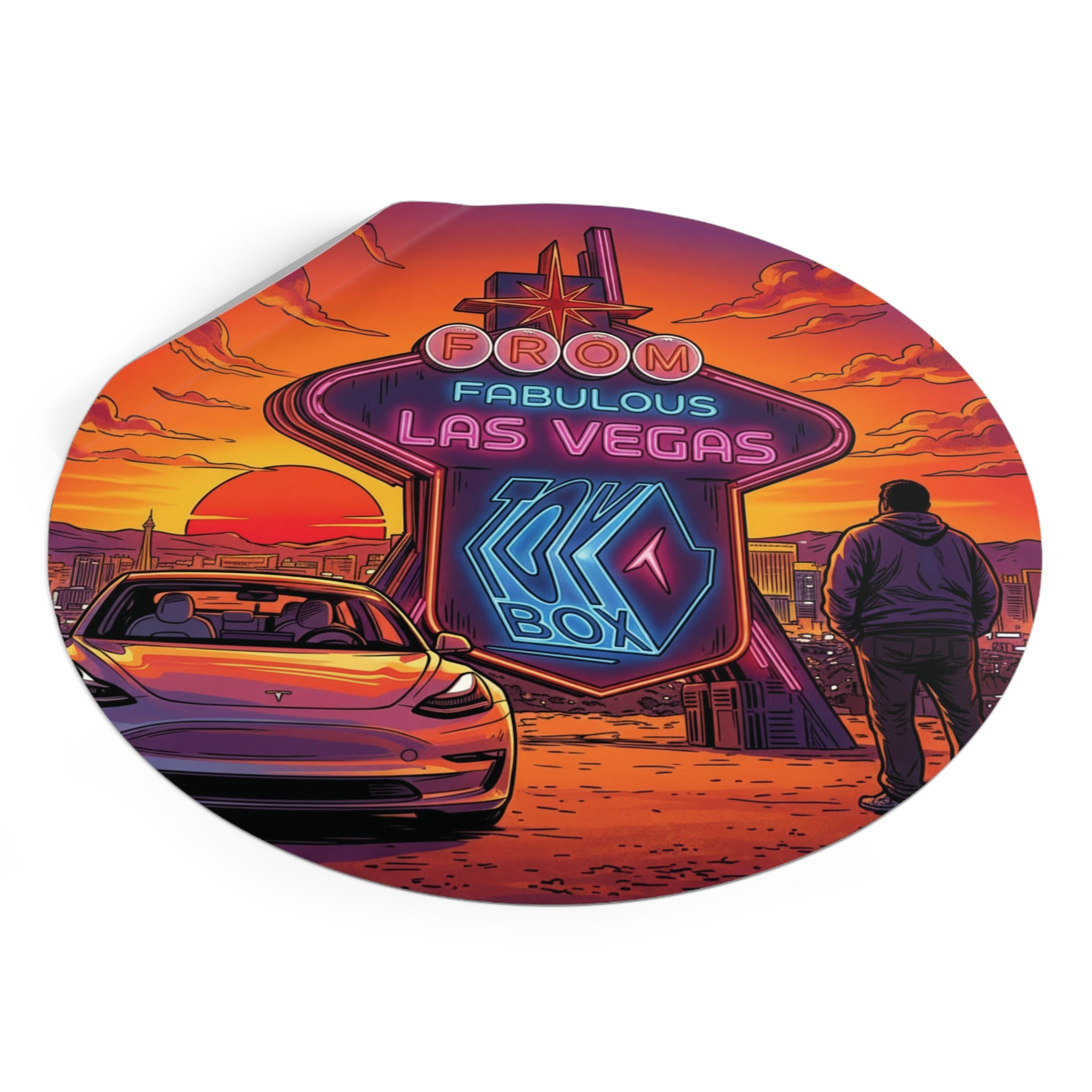 Round Vinyl Sticker — @TeslaToybox