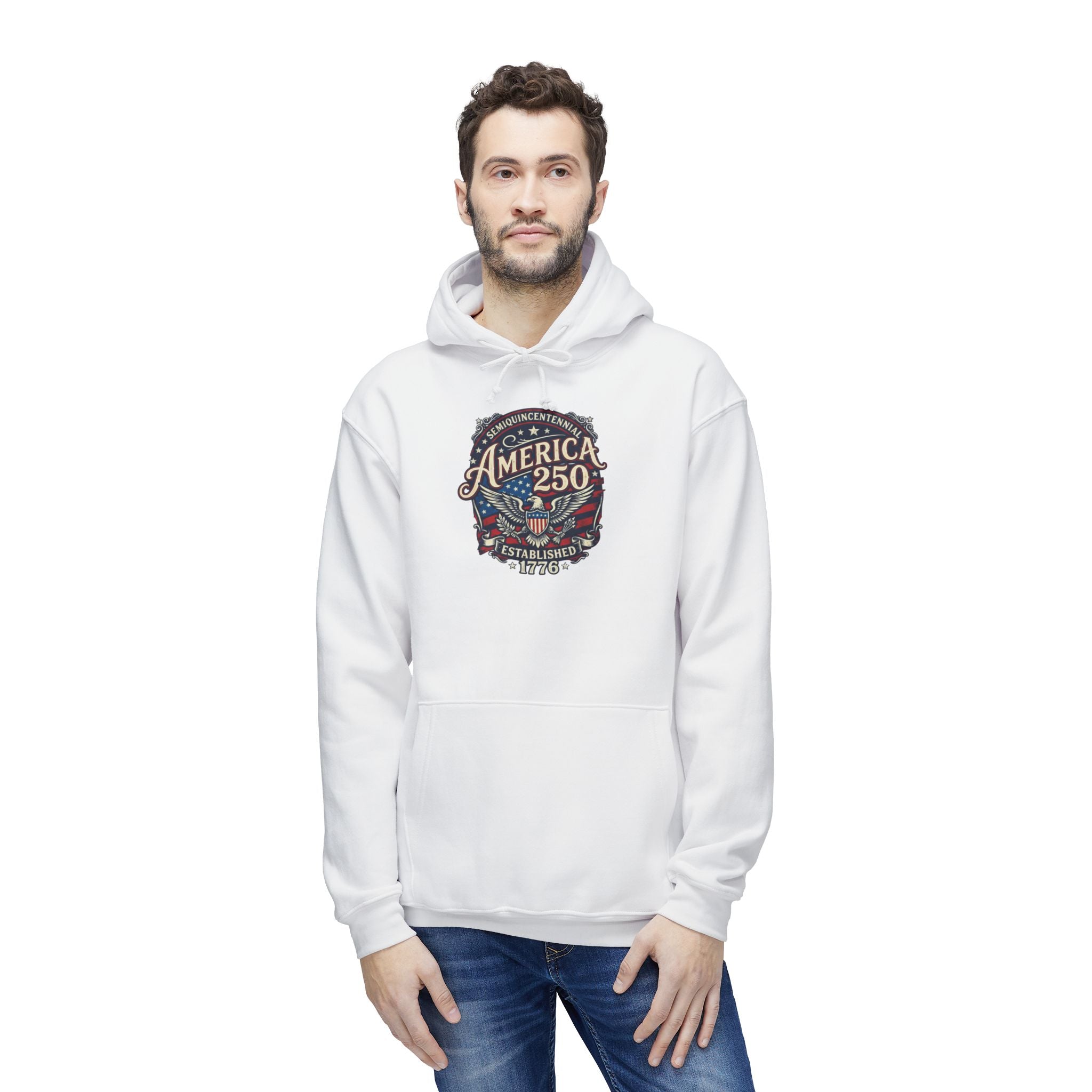 Hoodie — Patriotic America 250 Anniversary 100% made in USA.