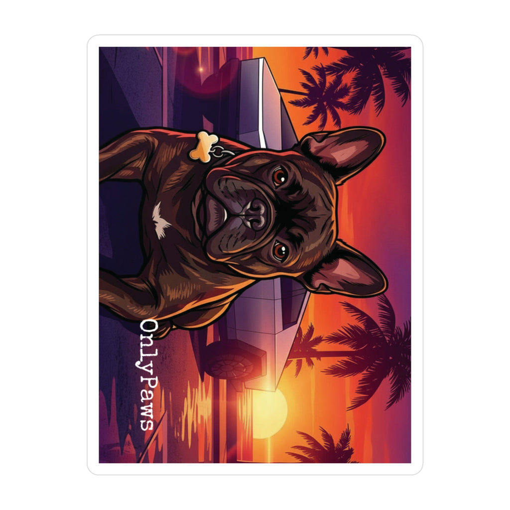 Mateo Edition French Bulldog Sunset Vinyl Decal — Kiss-Cut Dog Sticker (OnlyPaws)