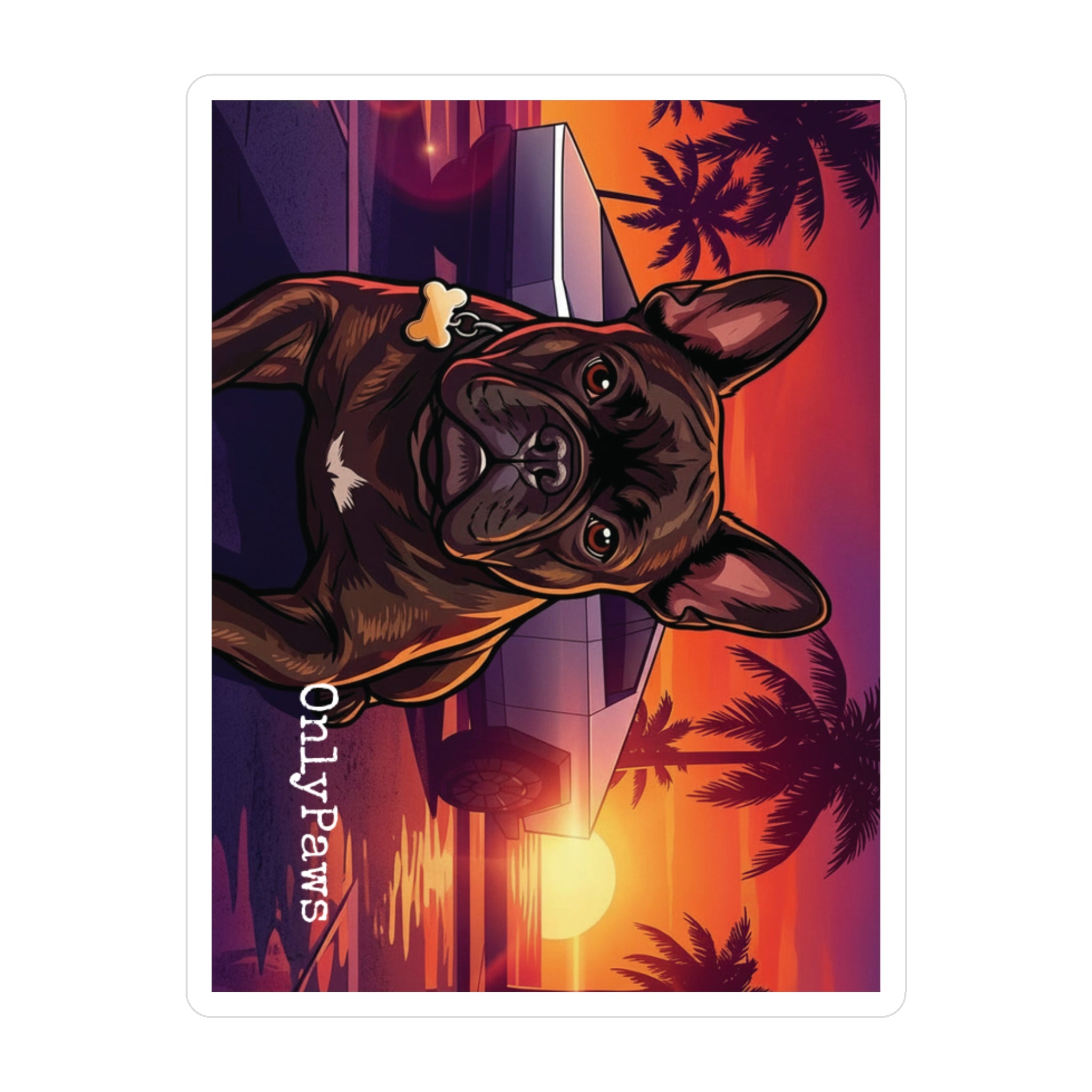 Mateo Edition French Bulldog Sunset Vinyl Decal — Kiss-Cut Dog Sticker (OnlyPaws)