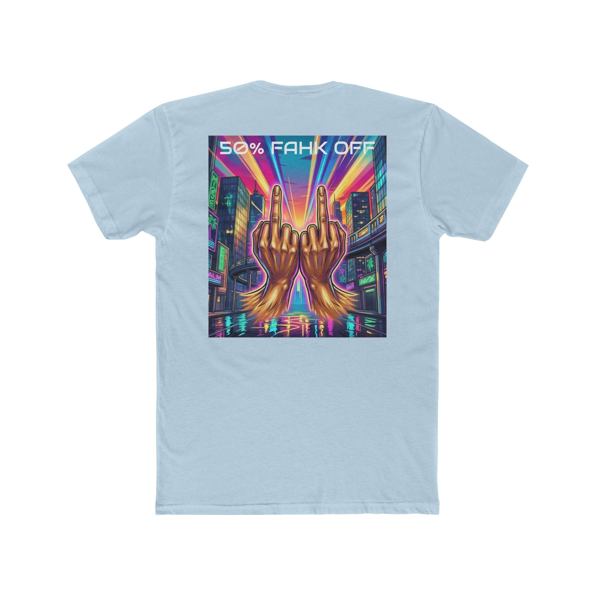 Namaste/Middle Finger Tee — "50% Namaste / 50% FAHK Off" Urban Yoga Tee