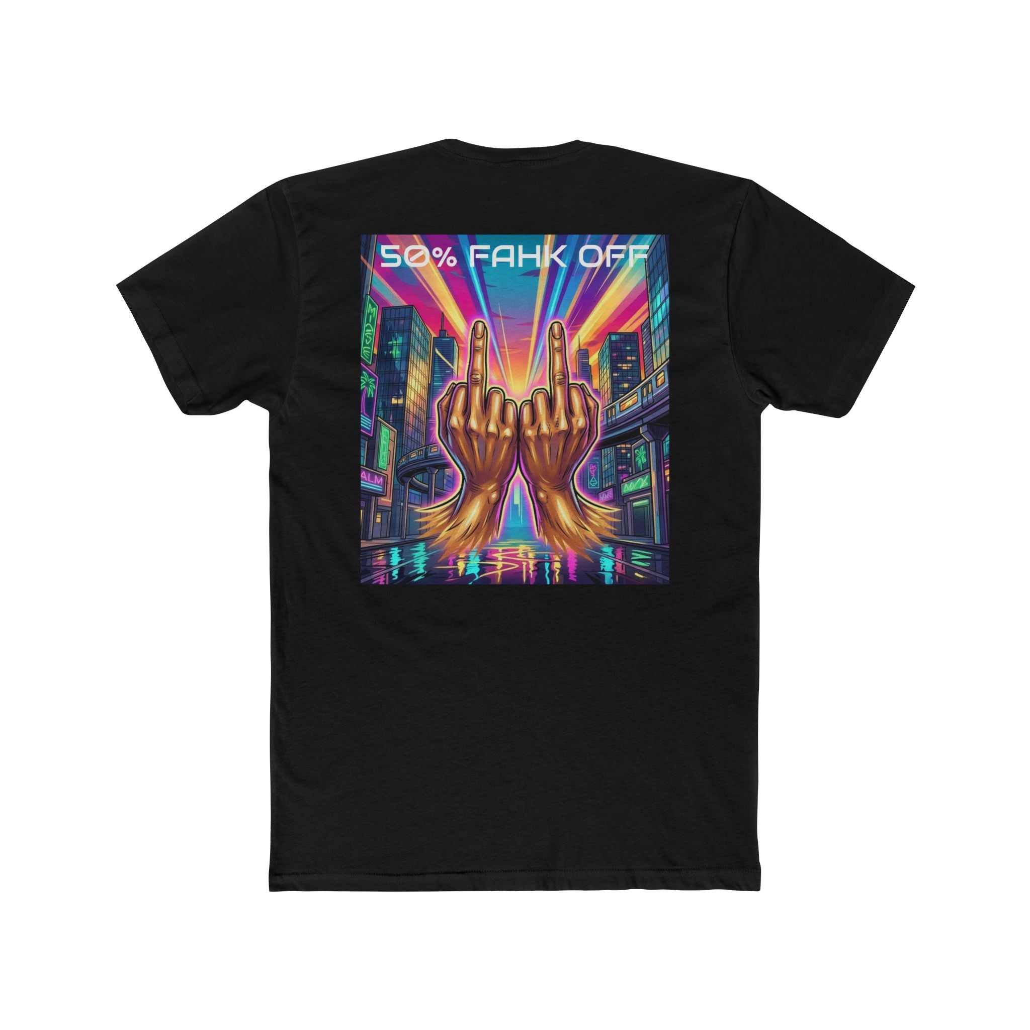 Namaste/Middle Finger Tee — "50% Namaste / 50% FAHK Off" Urban Yoga Tee