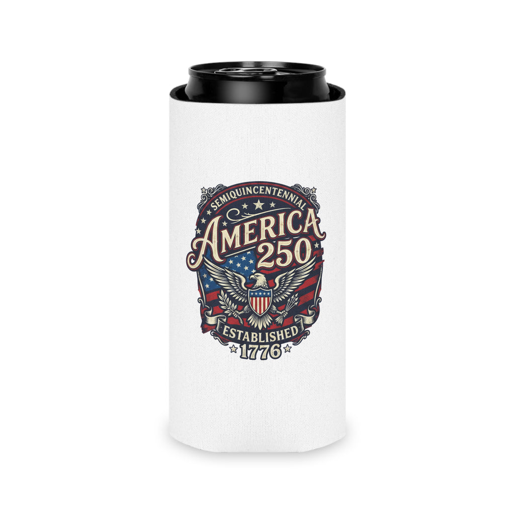 America 250 Can Cooler – Patriotic 1776 Semiquincentennial Beer Koozie
