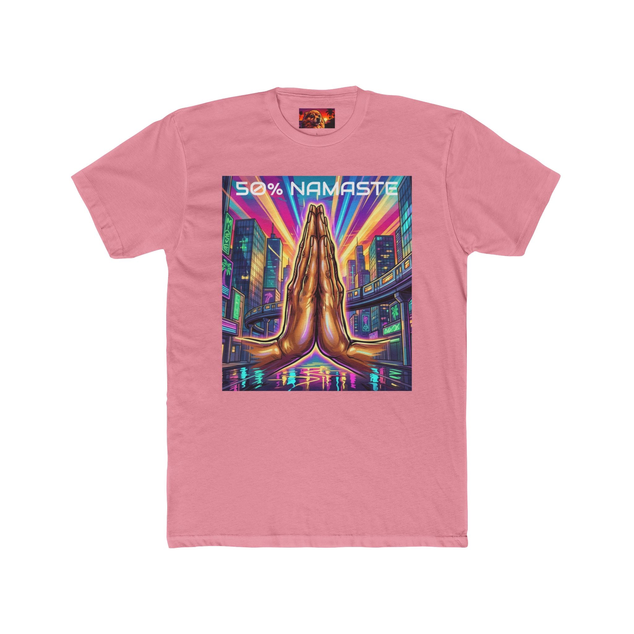 Namaste/Middle Finger Tee — "50% Namaste / 50% FAHK Off" Urban Yoga Tee