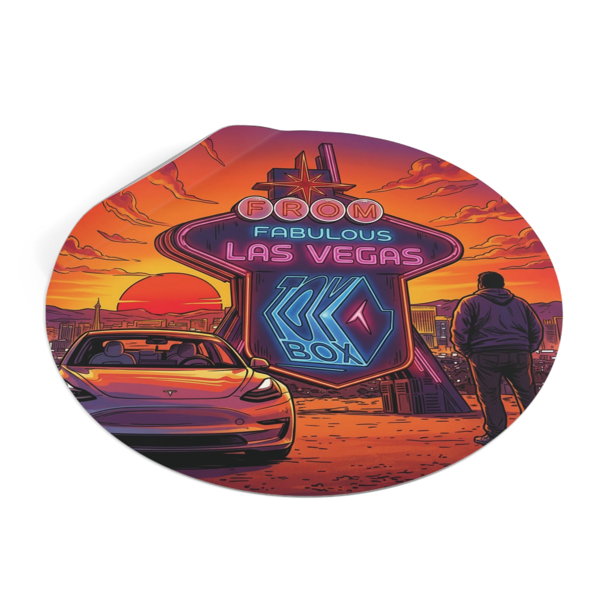 Round Vinyl Sticker — @TeslaToybox