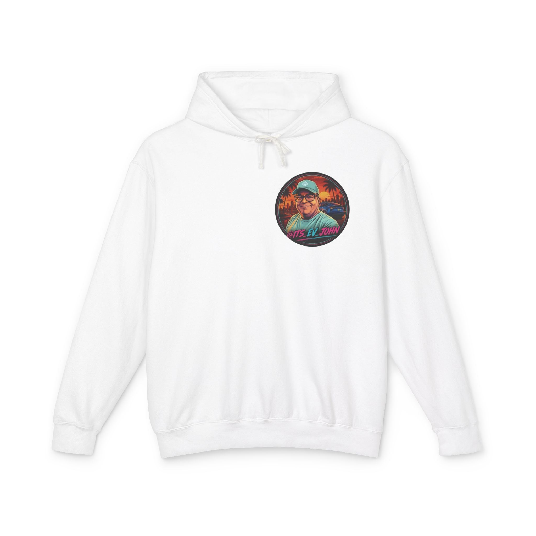 @Its_EV_John Hoodie — "Good Vibes. Full Charge."  Pullover (no pockets)