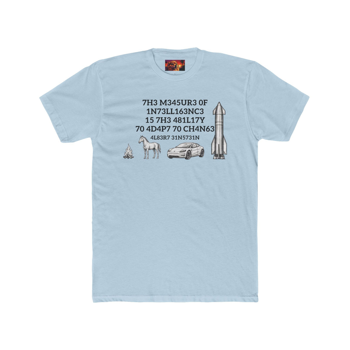 Measure of Intelligence Tee by SmokehBear, Solid Light Blue size chart