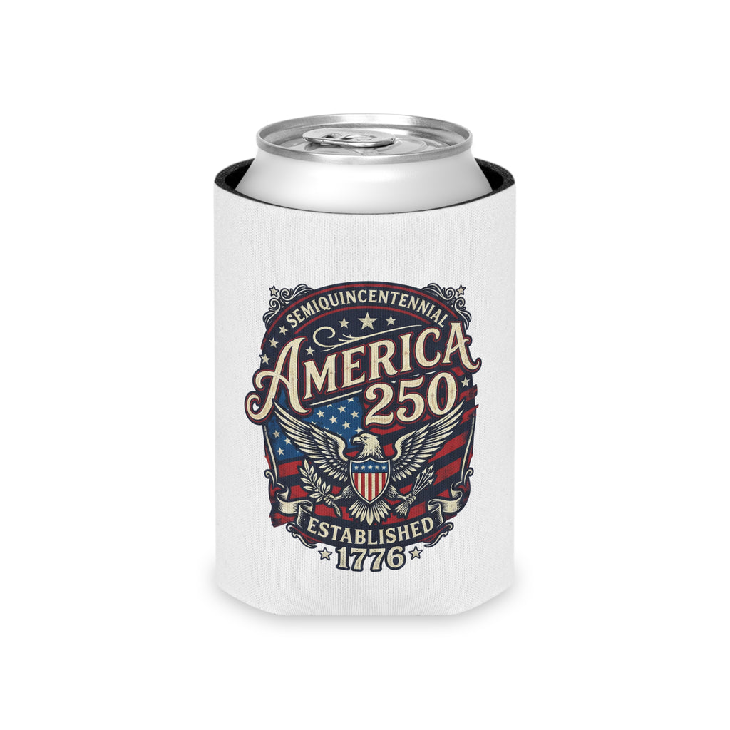America 250 Can Cooler – Patriotic 1776 Semiquincentennial Beer Koozie