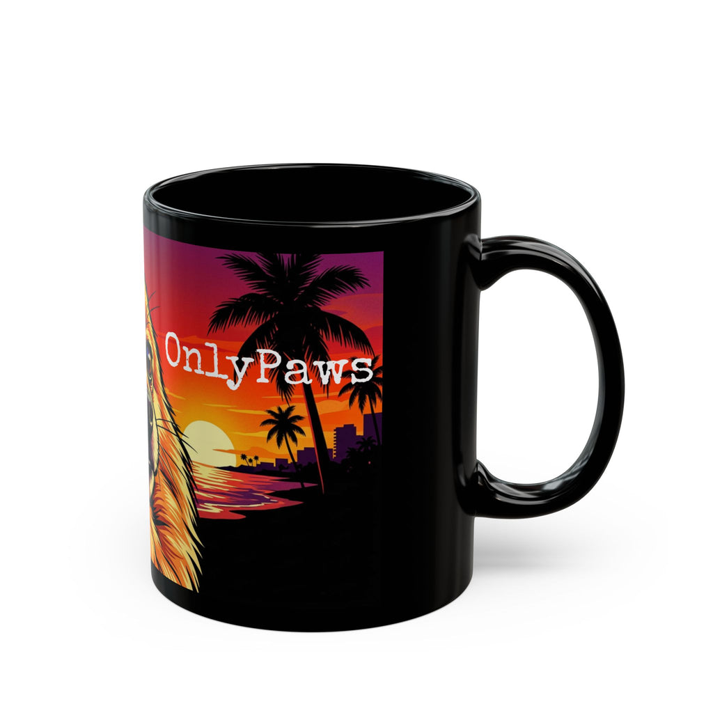 OnlyPaws Sunset Dog Mug — Black Ceramic Coffee Cup (11oz/15oz)