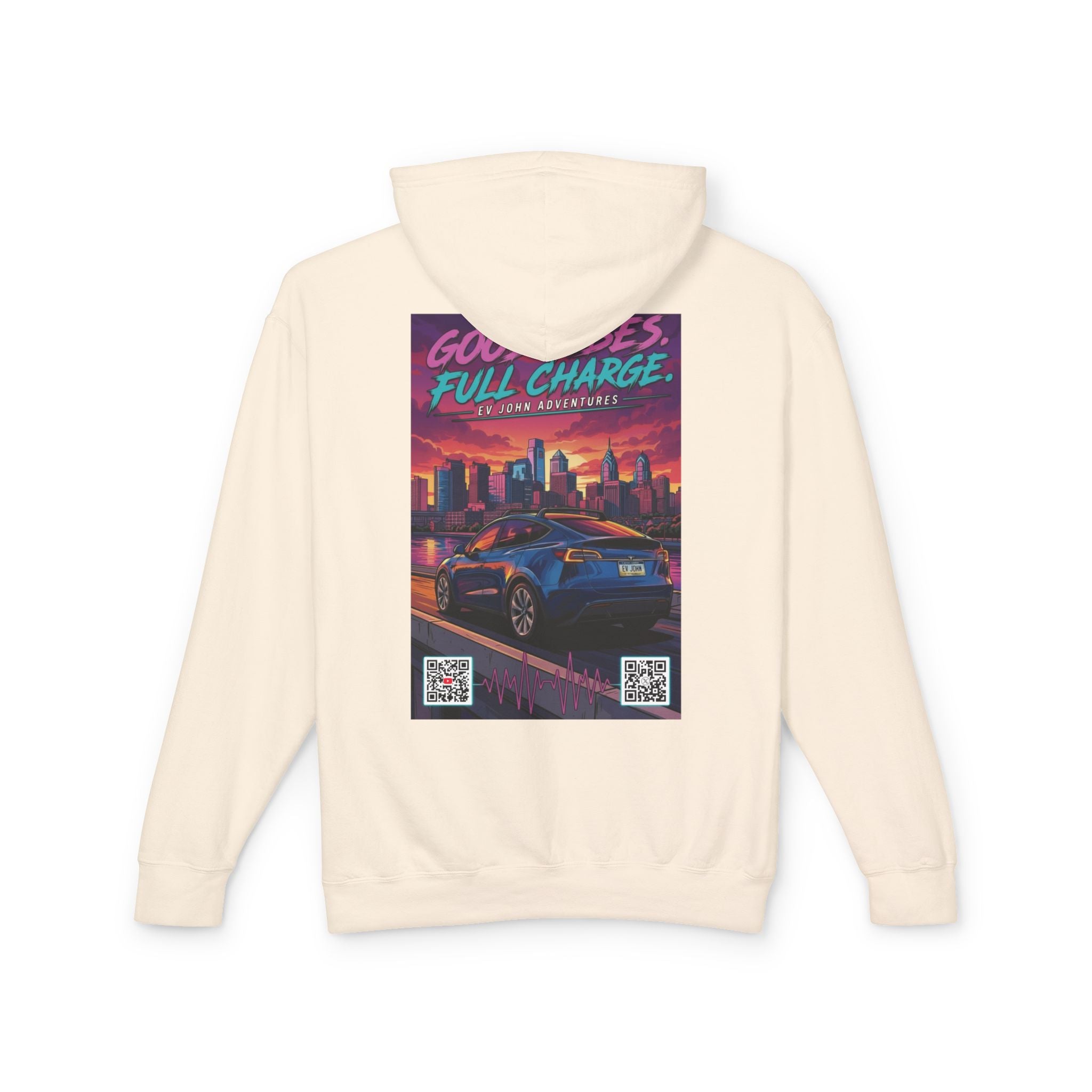 @Its_EV_John Hoodie — "Good Vibes. Full Charge."  Pullover (no pockets)