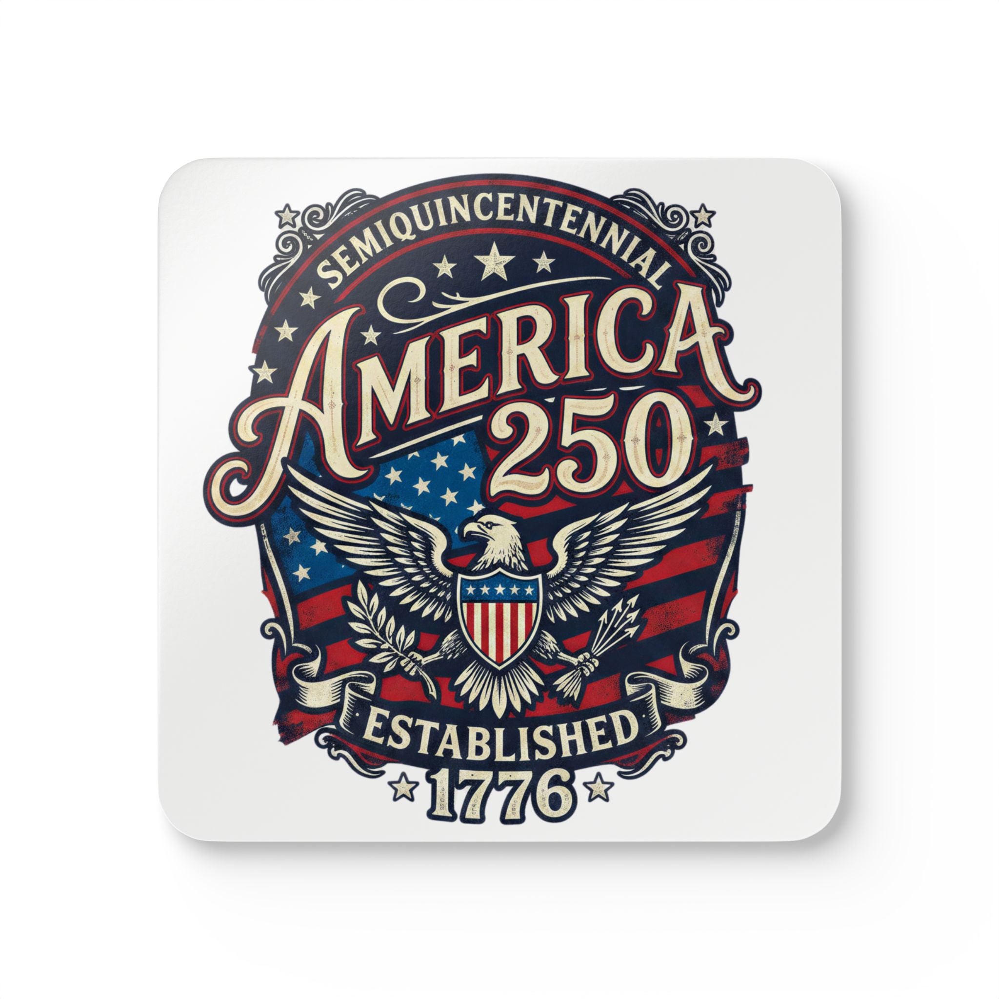 America 250 Corkwood Coaster Set — Established 1776
