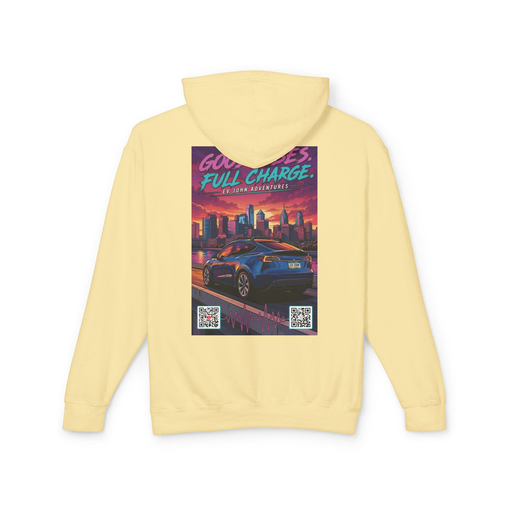 @Its_EV_John Hoodie — "Good Vibes. Full Charge."  Pullover (no pockets)