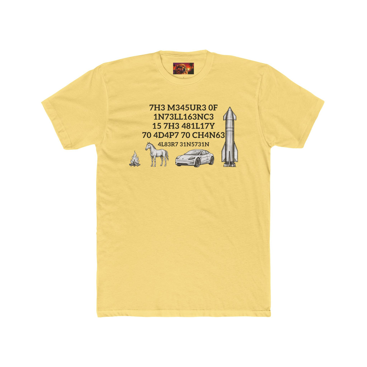 Measure of Intelligence Tee by SmokehBear, Solid Banana Cream sleeve detail