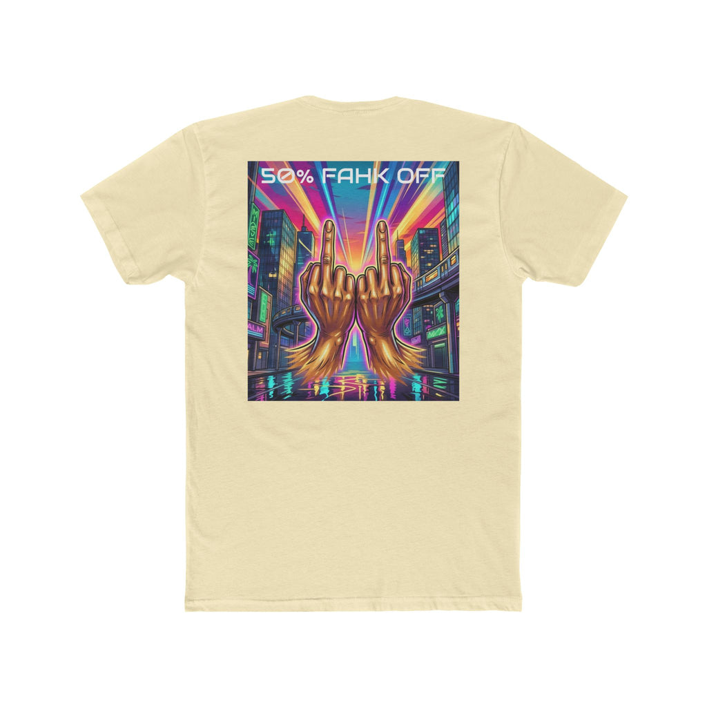 Namaste/Middle Finger Tee — "50% Namaste / 50% FAHK Off" Urban Yoga Tee