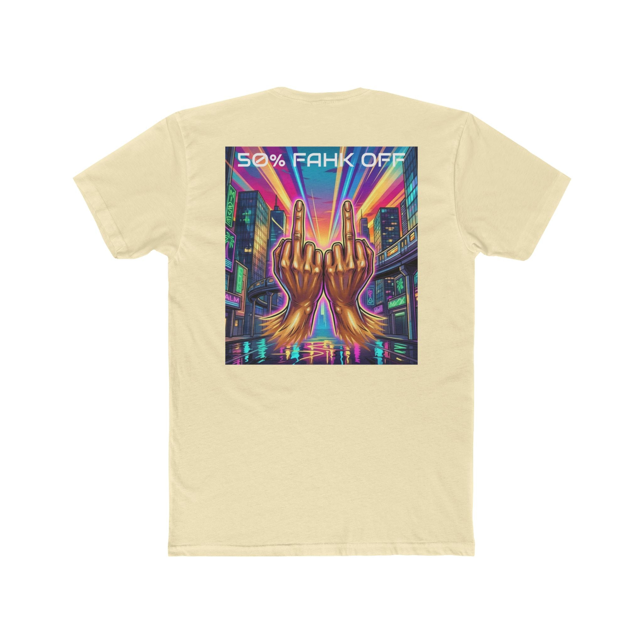 Namaste/Middle Finger Tee — "50% Namaste / 50% FAHK Off" Urban Yoga Tee