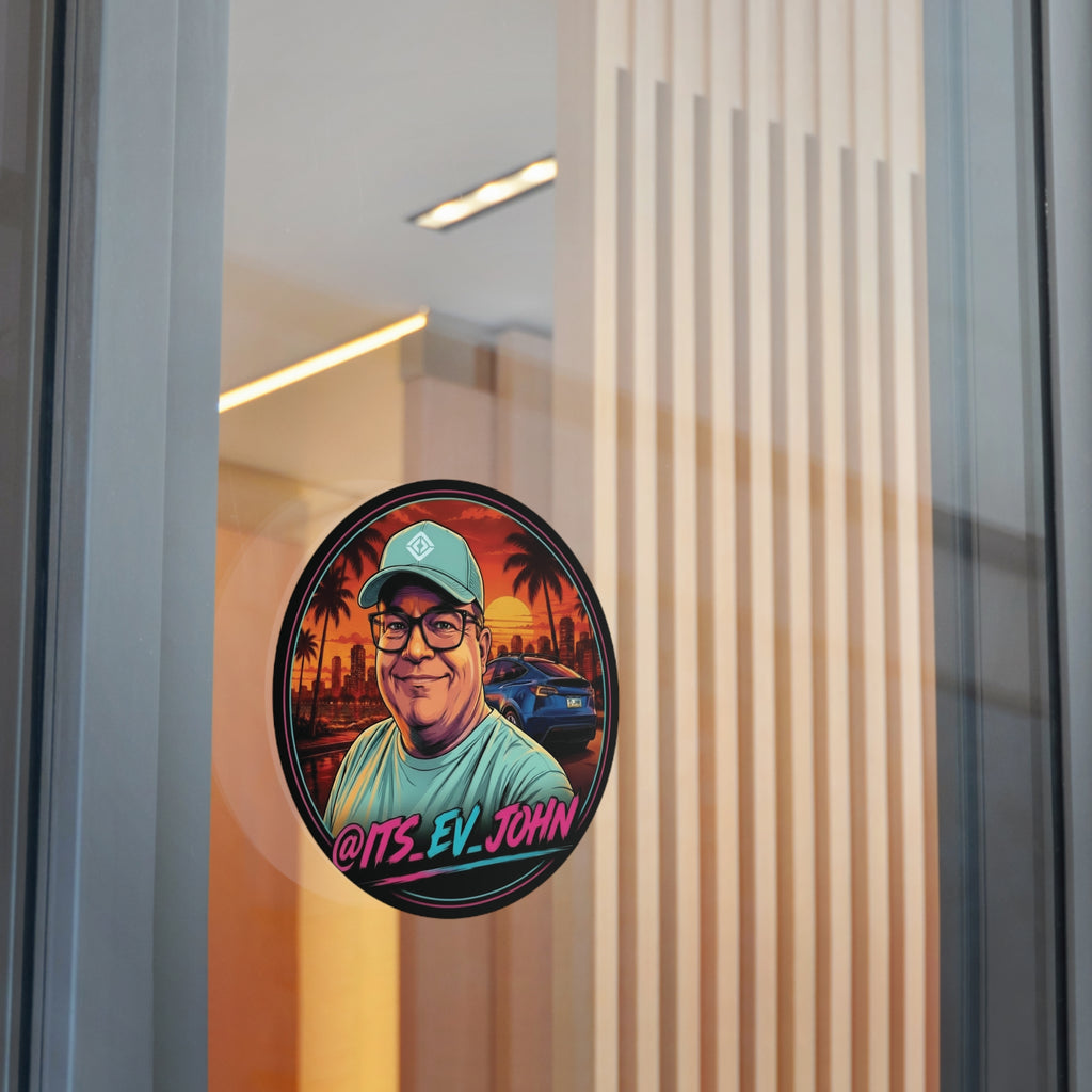 Round Vinyl Sticker — "Its_EV_John"