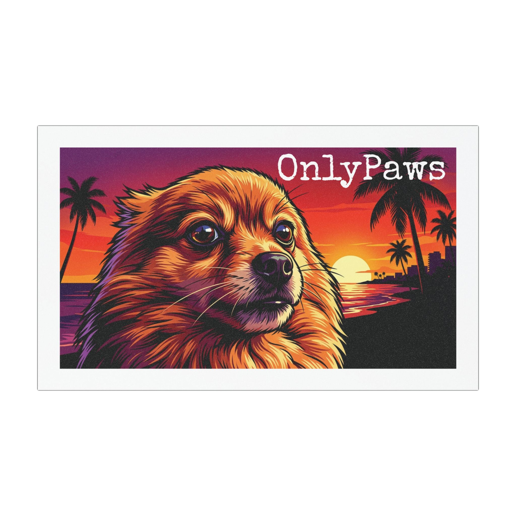 OnlyPaws Dog Car Magnet — Sunset Palm Beach Pup Design
