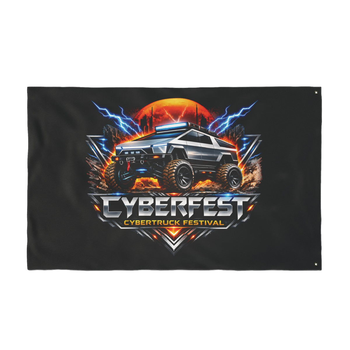 CYBERFEST 36" × 60" Double-Sided Flag — Official CyberFest Merch by SmokehBear – 36" × 60", lifestyle detail 1
