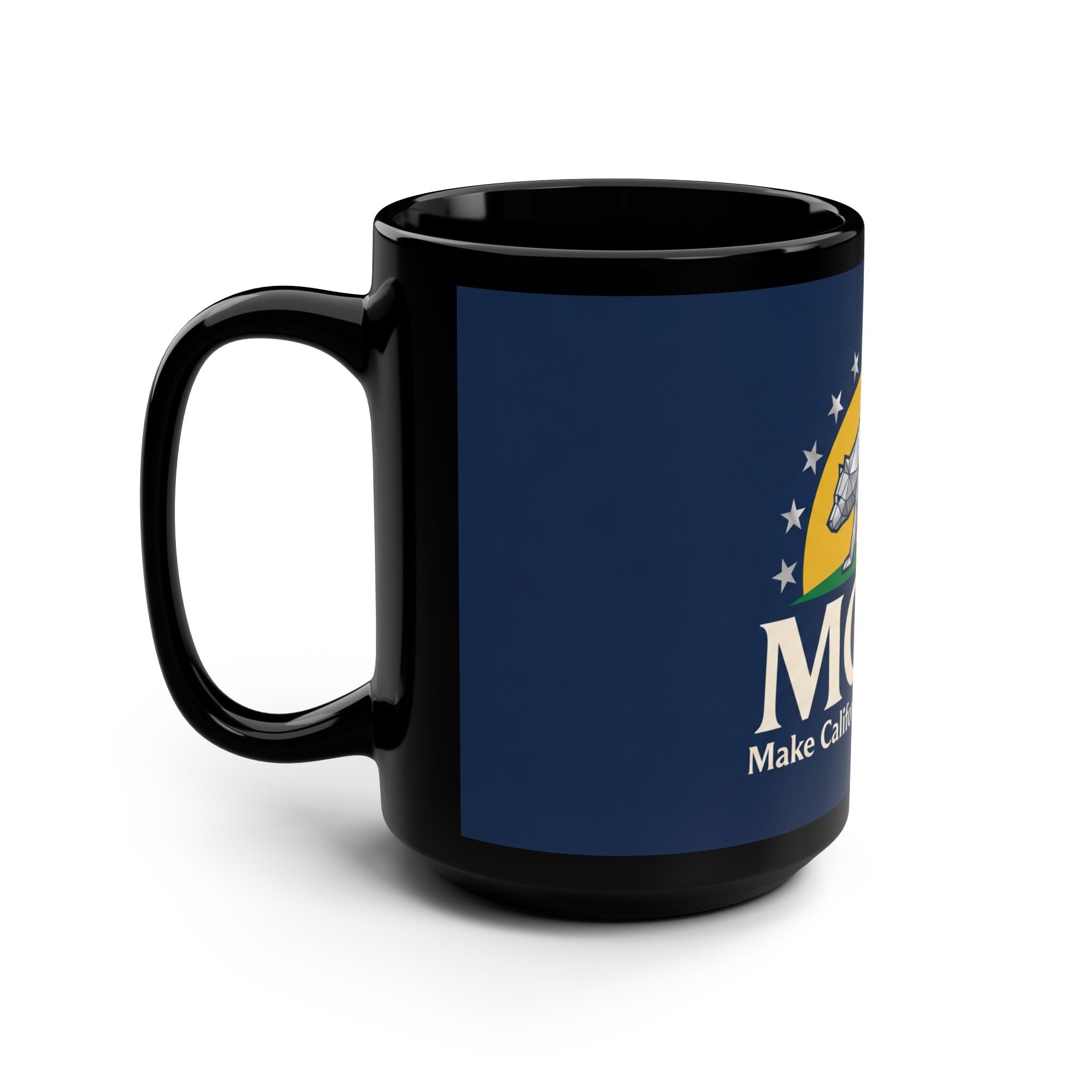 15oz Black Mug – MCGA "Make California Great Again" Geometric Bear Coffee Cup