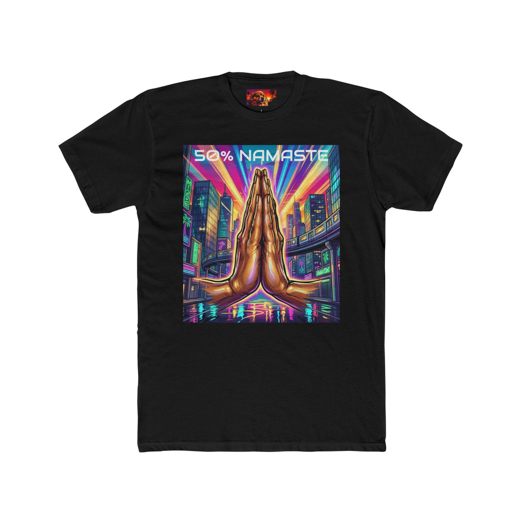 Namaste/Middle Finger Tee — "50% Namaste / 50% FAHK Off" Urban Yoga Tee