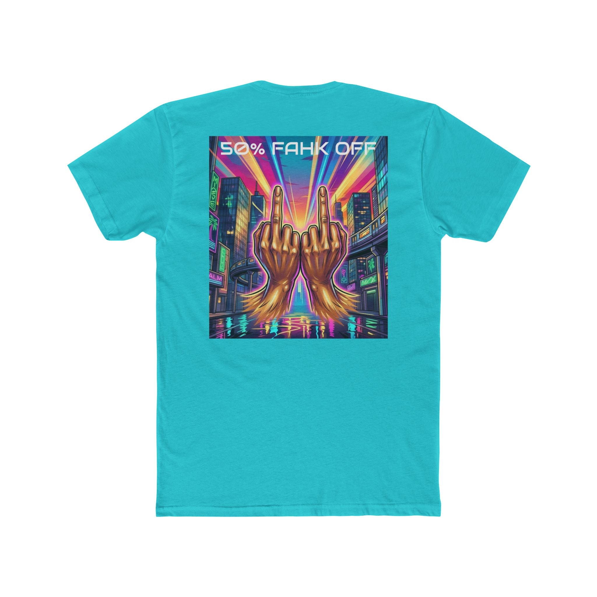 Namaste/Middle Finger Tee — "50% Namaste / 50% FAHK Off" Urban Yoga Tee