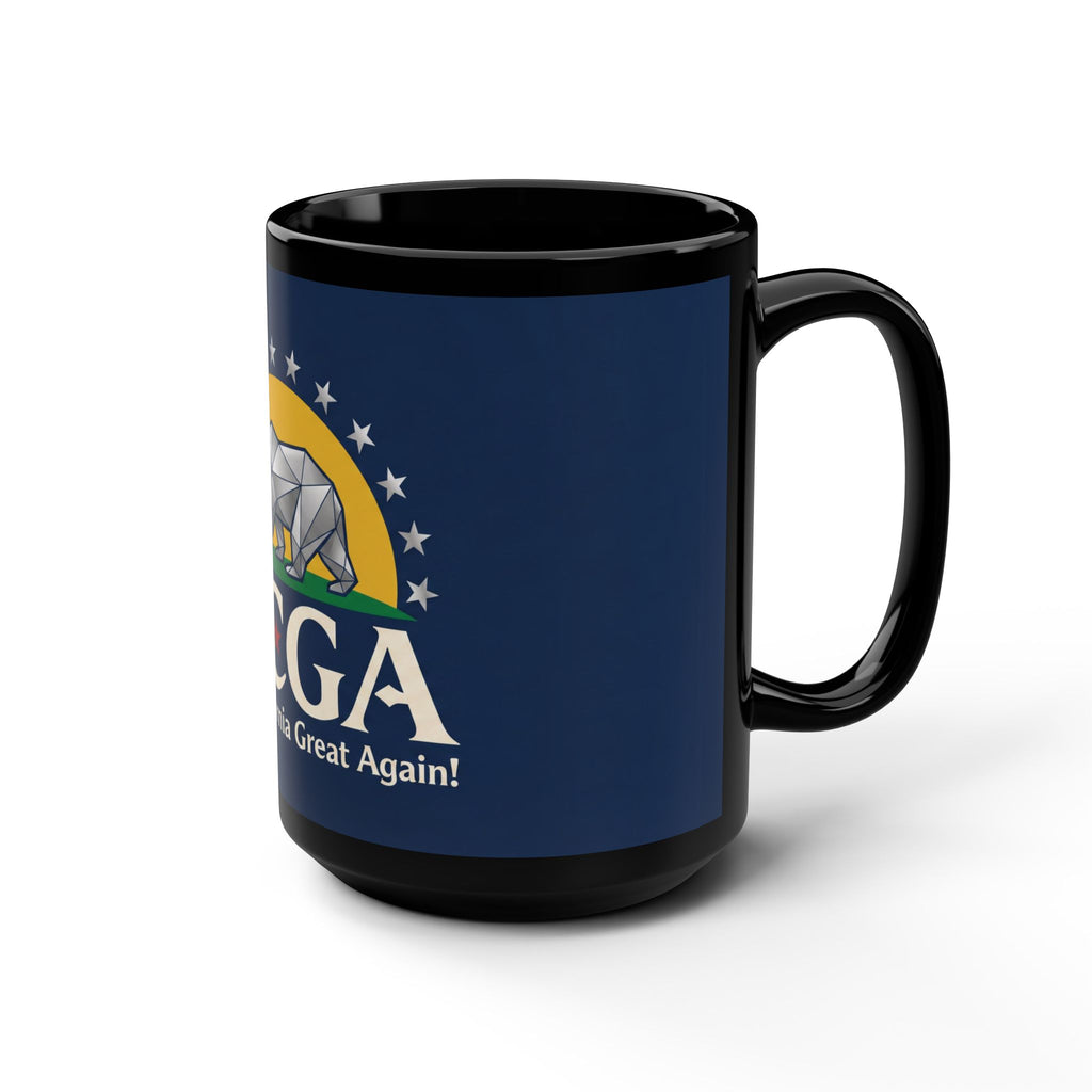 15oz Black Mug – MCGA "Make California Great Again" Geometric Bear Coffee Cup