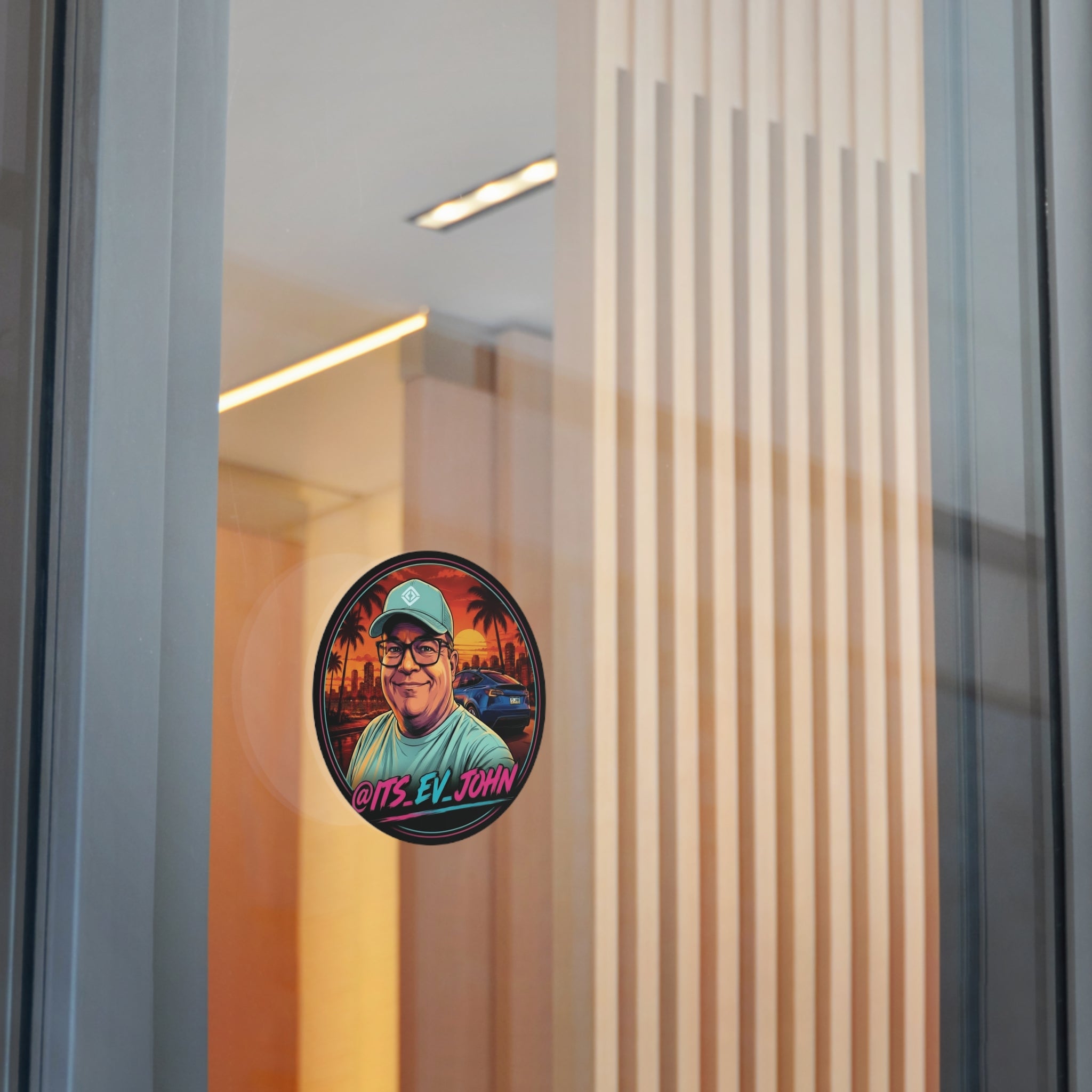 Round Vinyl Sticker — "Its_EV_John"