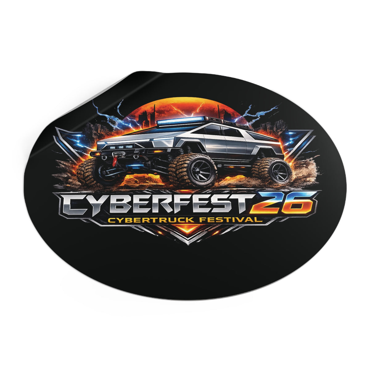 CYBERFEST '26 Round Vinyl Sticker — Official CyberFest Merch by SmokehBear – 5" × 5", lifestyle view 1