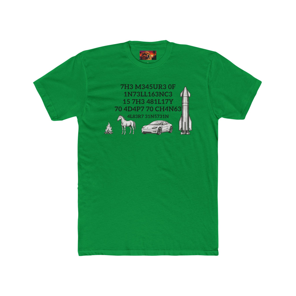 Measure of Intelligence Tee by SmokehBear, Solid Kelly Green flat lay