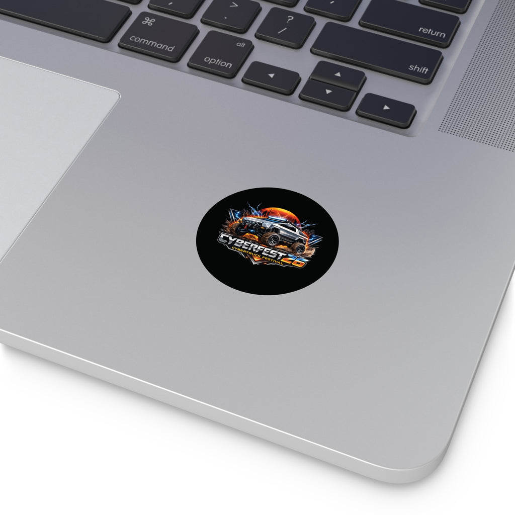CYBERFEST '26 Round Vinyl Sticker — Official CyberFest Merch by SmokehBear – 3" × 3", lifestyle view 2