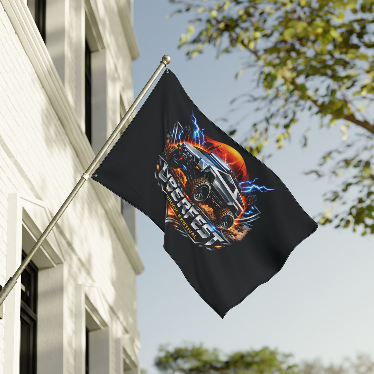 CYBERFEST 36" × 60" Double-Sided Flag — Official CyberFest Merch by SmokehBear – 36" × 60", front view