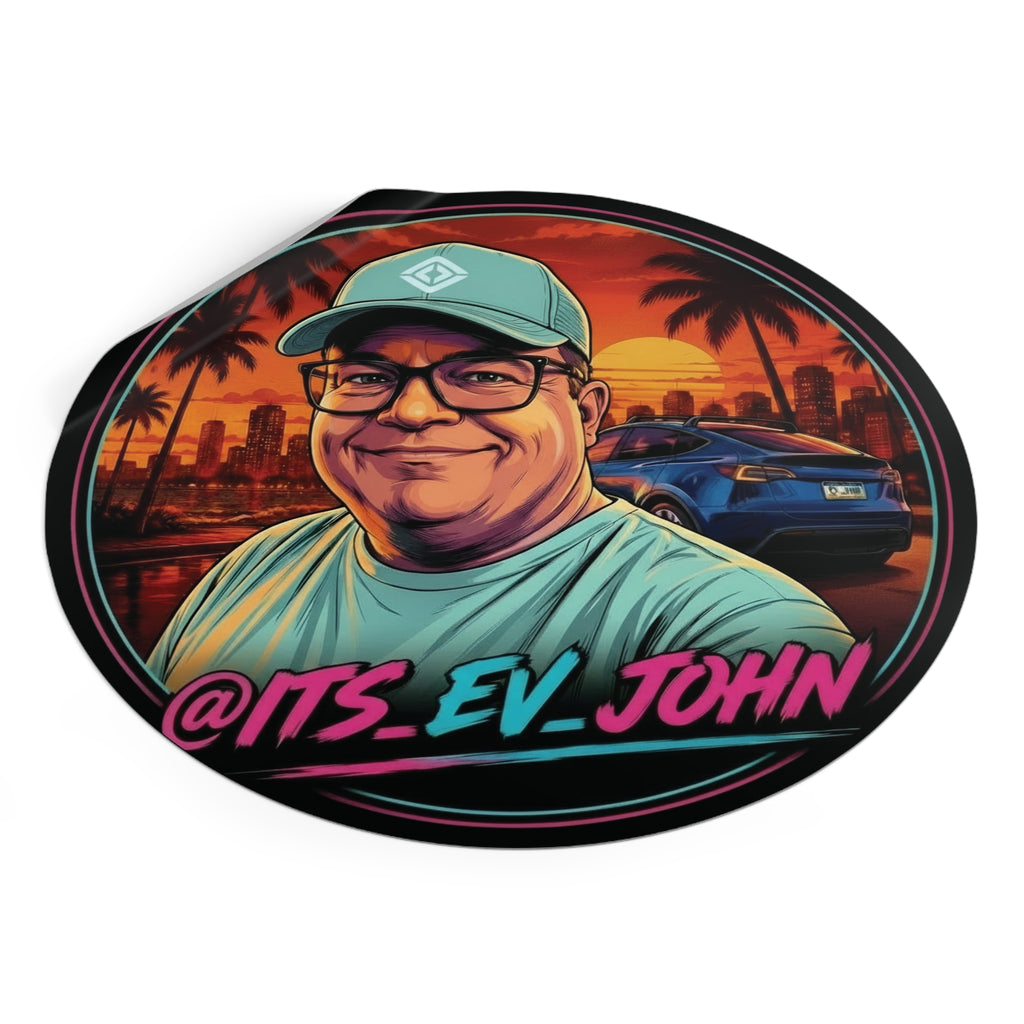 Round Vinyl Sticker — "Its_EV_John"