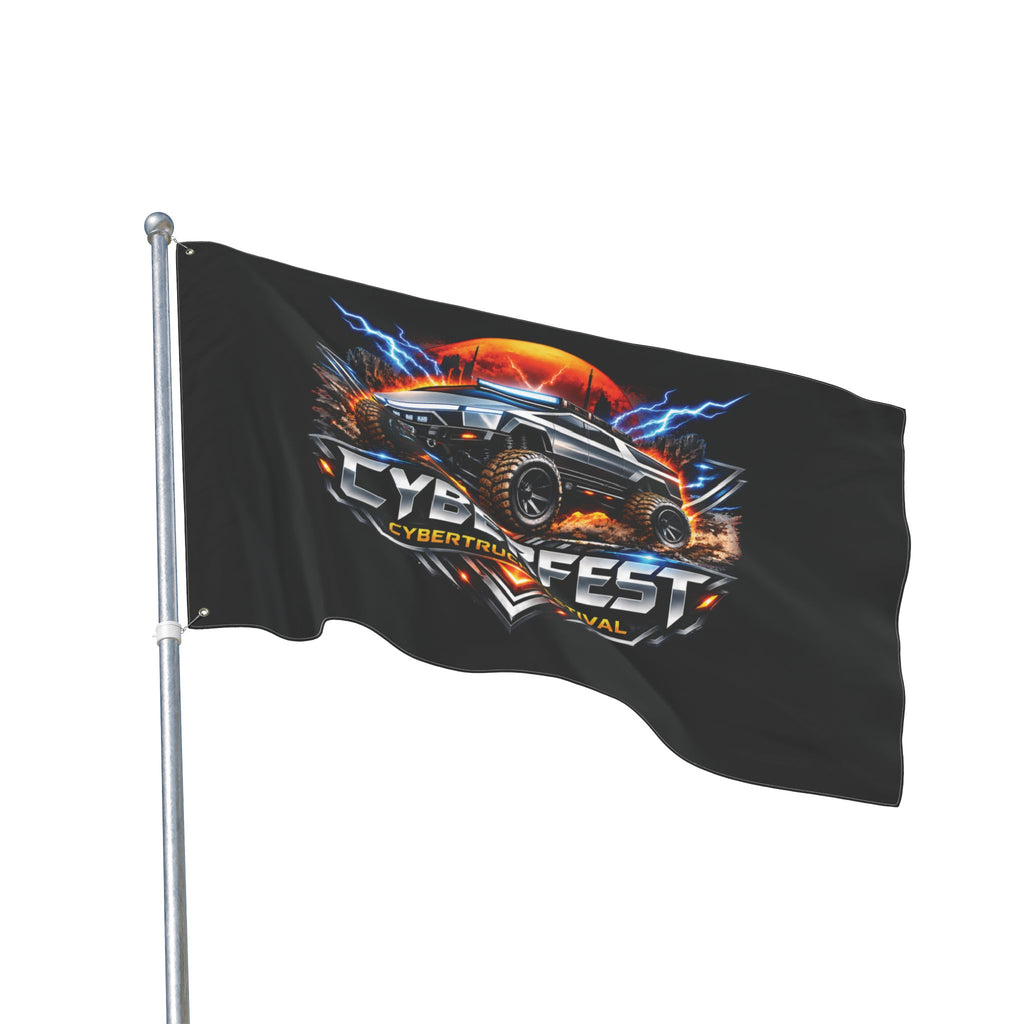 CYBERFEST 36" × 60" Double-Sided Flag — Official CyberFest Merch by SmokehBear – 36" × 60", lifestyle detail 2