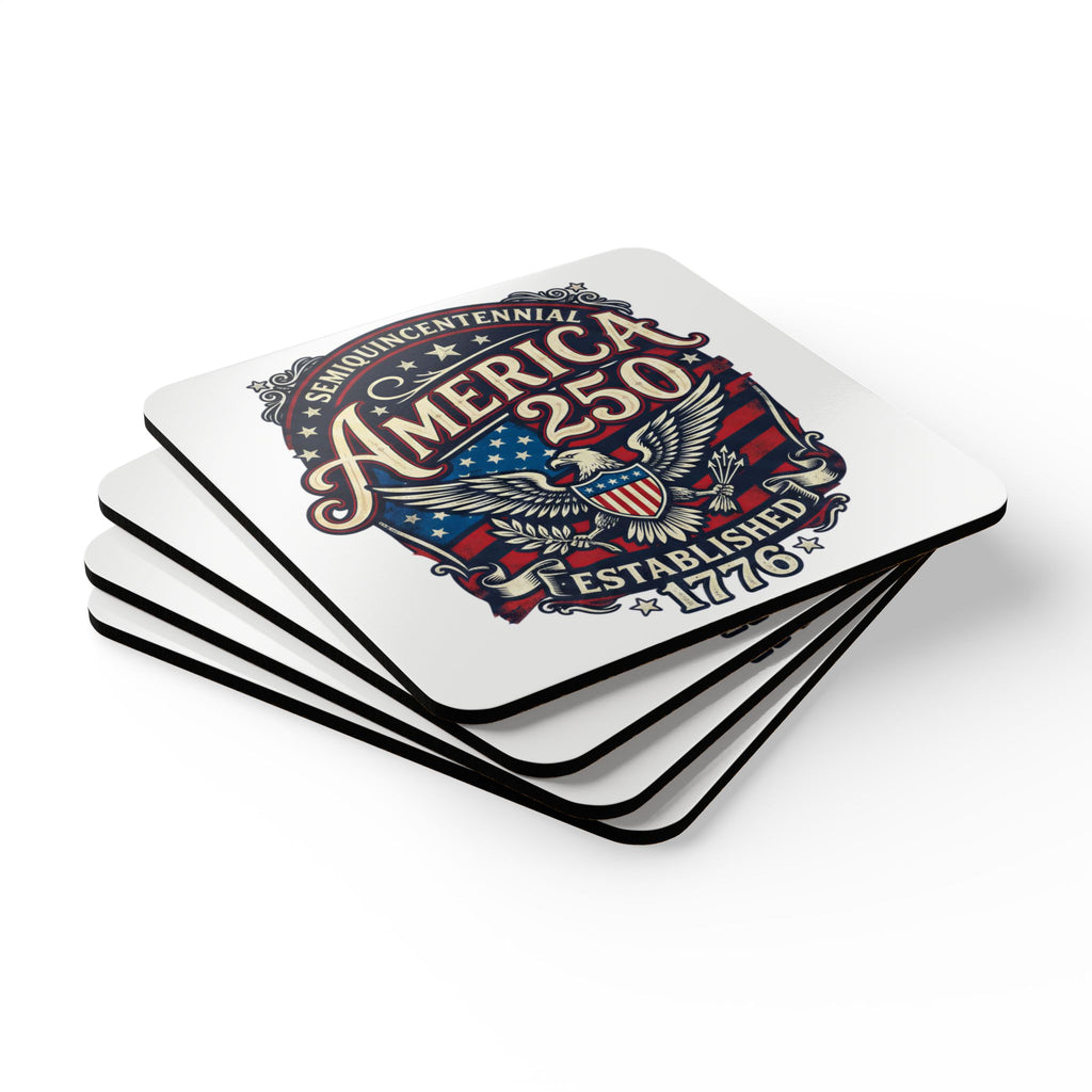 America 250 Corkwood Coaster Set — Established 1776