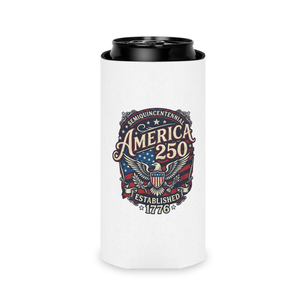 America 250 Can Cooler – Patriotic 1776 Semiquincentennial Beer Koozie