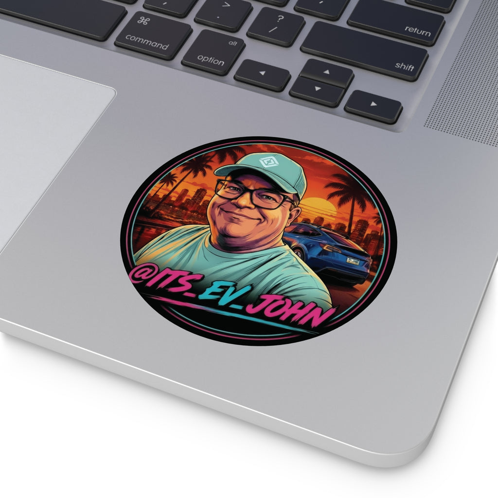 Round Vinyl Sticker — "Its_EV_John"