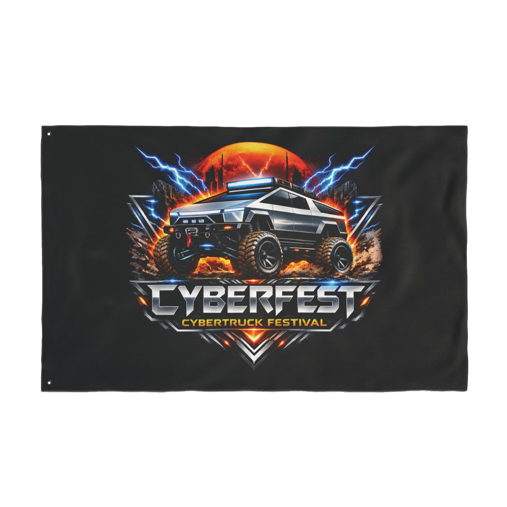 CYBERFEST 36" × 60" Double-Sided Flag — Official CyberFest Merch by SmokehBear – 36" × 60", back view