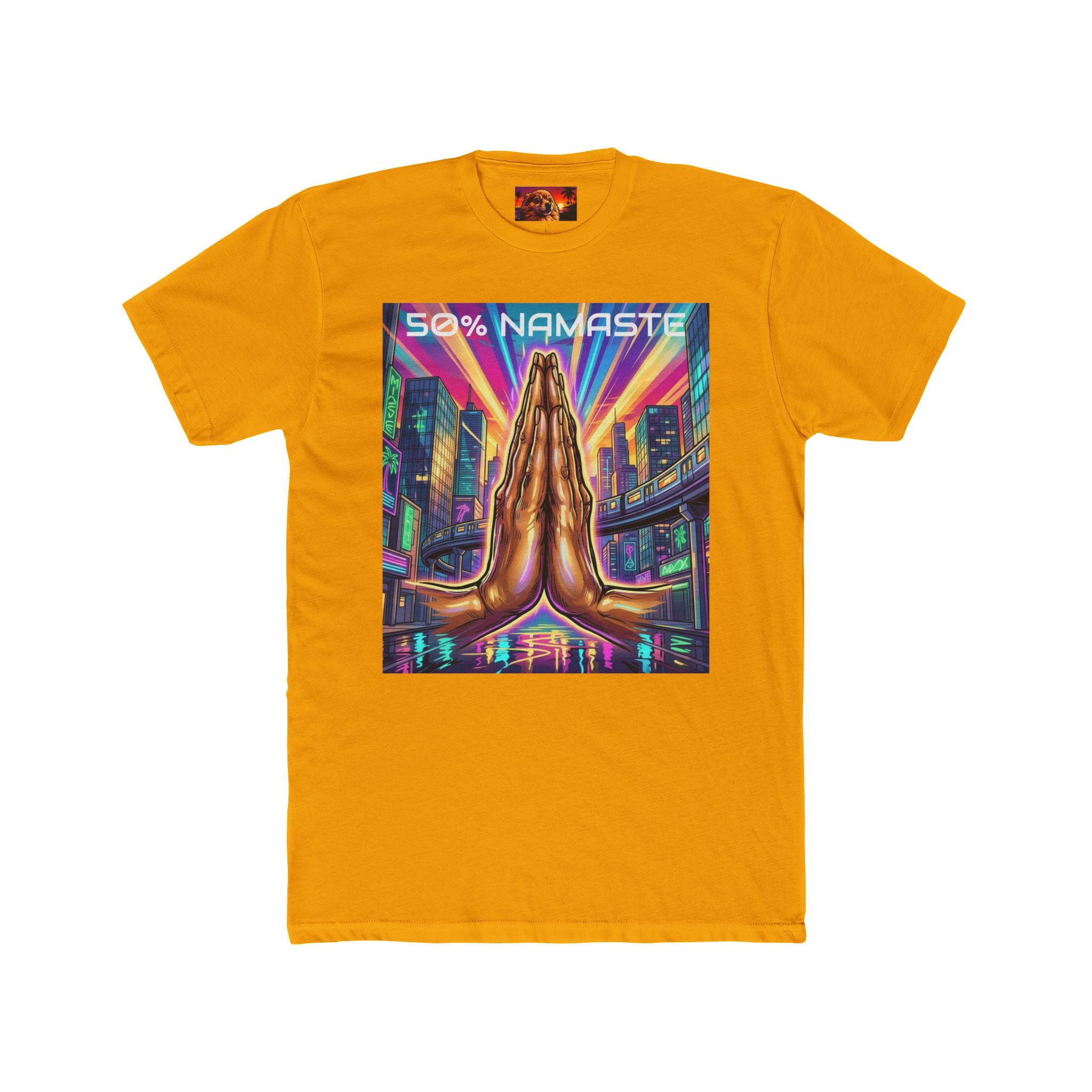 Namaste/Middle Finger Tee — "50% Namaste / 50% FAHK Off" Urban Yoga Tee