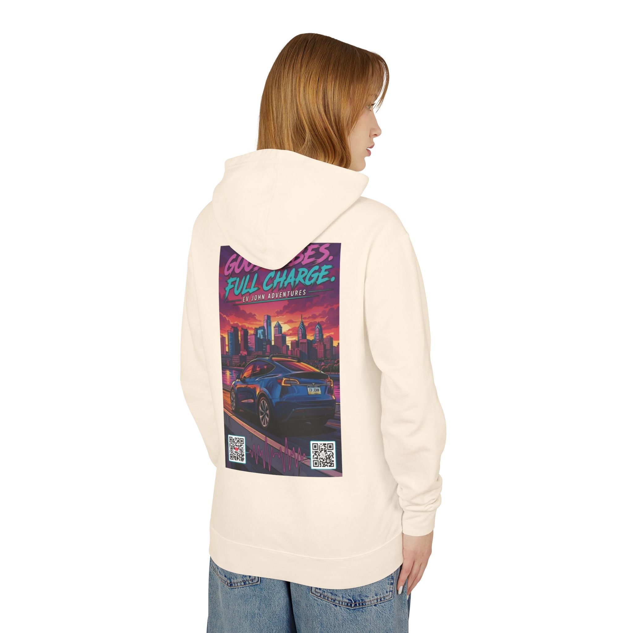 @Its_EV_John Hoodie — "Good Vibes. Full Charge."  Pullover (no pockets)