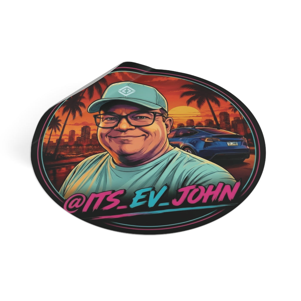 Round Vinyl Sticker — "Its_EV_John"