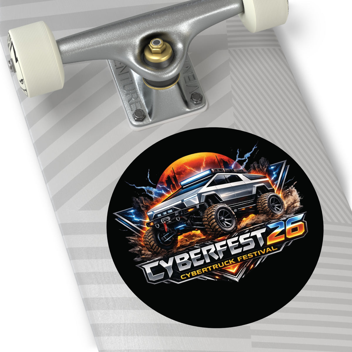 CYBERFEST '26 Round Vinyl Sticker — Official CyberFest Merch by SmokehBear – 6" × 6", lifestyle view 2