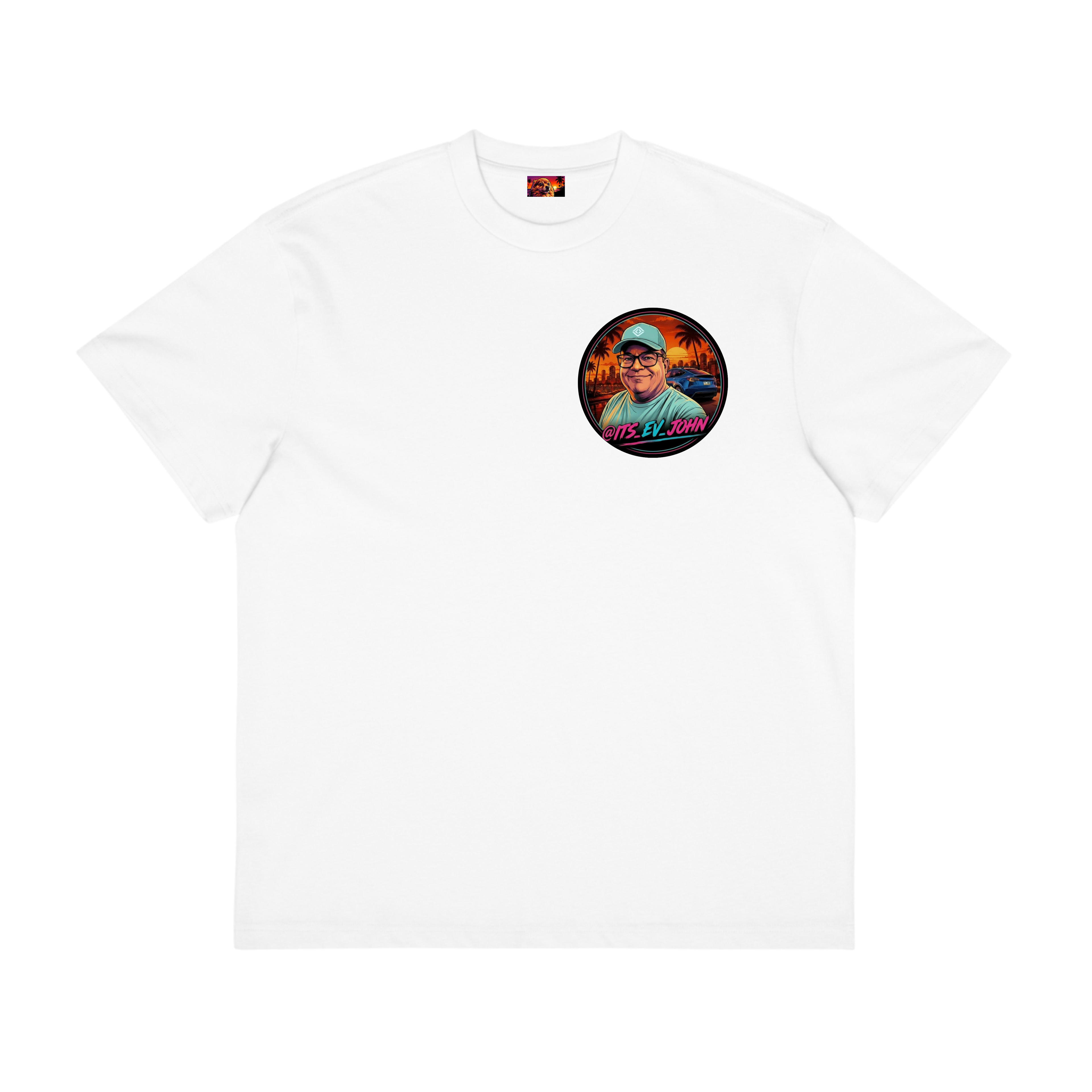 Its_EV_John Box Tee — Good Vibes. Full Charge.