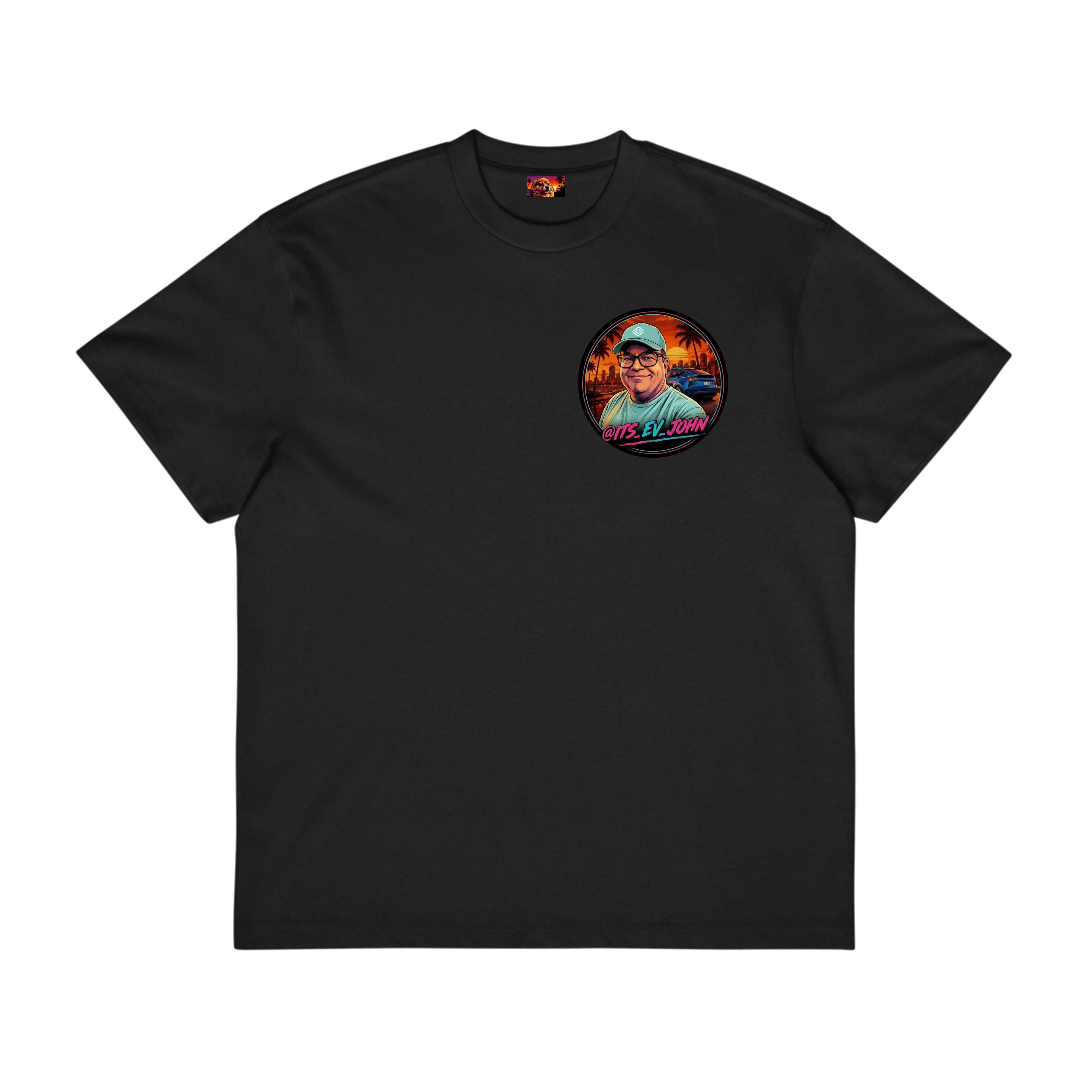 Its_EV_John Box Tee — Good Vibes. Full Charge.
