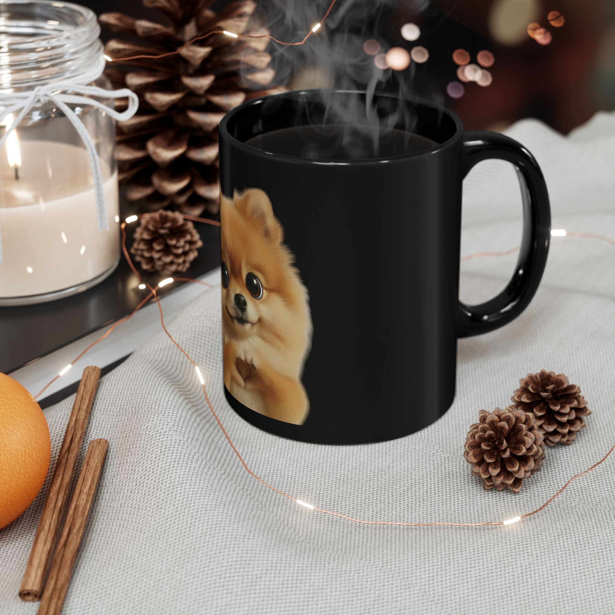 Cute Pomeranian Heart Mug — Lil' Bear Dog Coffee Cup (11oz, 15oz)