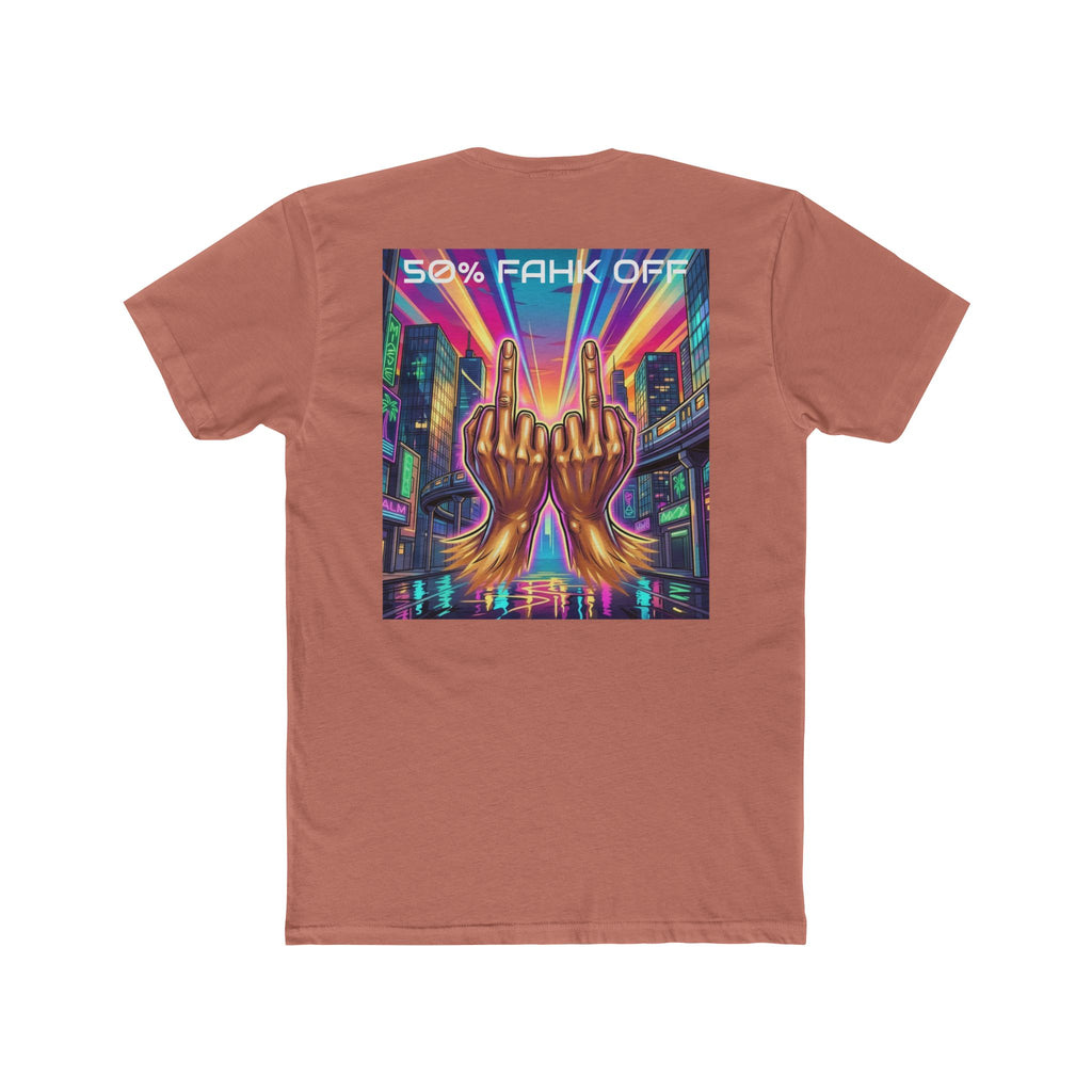 Namaste/Middle Finger Tee — "50% Namaste / 50% FAHK Off" Urban Yoga Tee